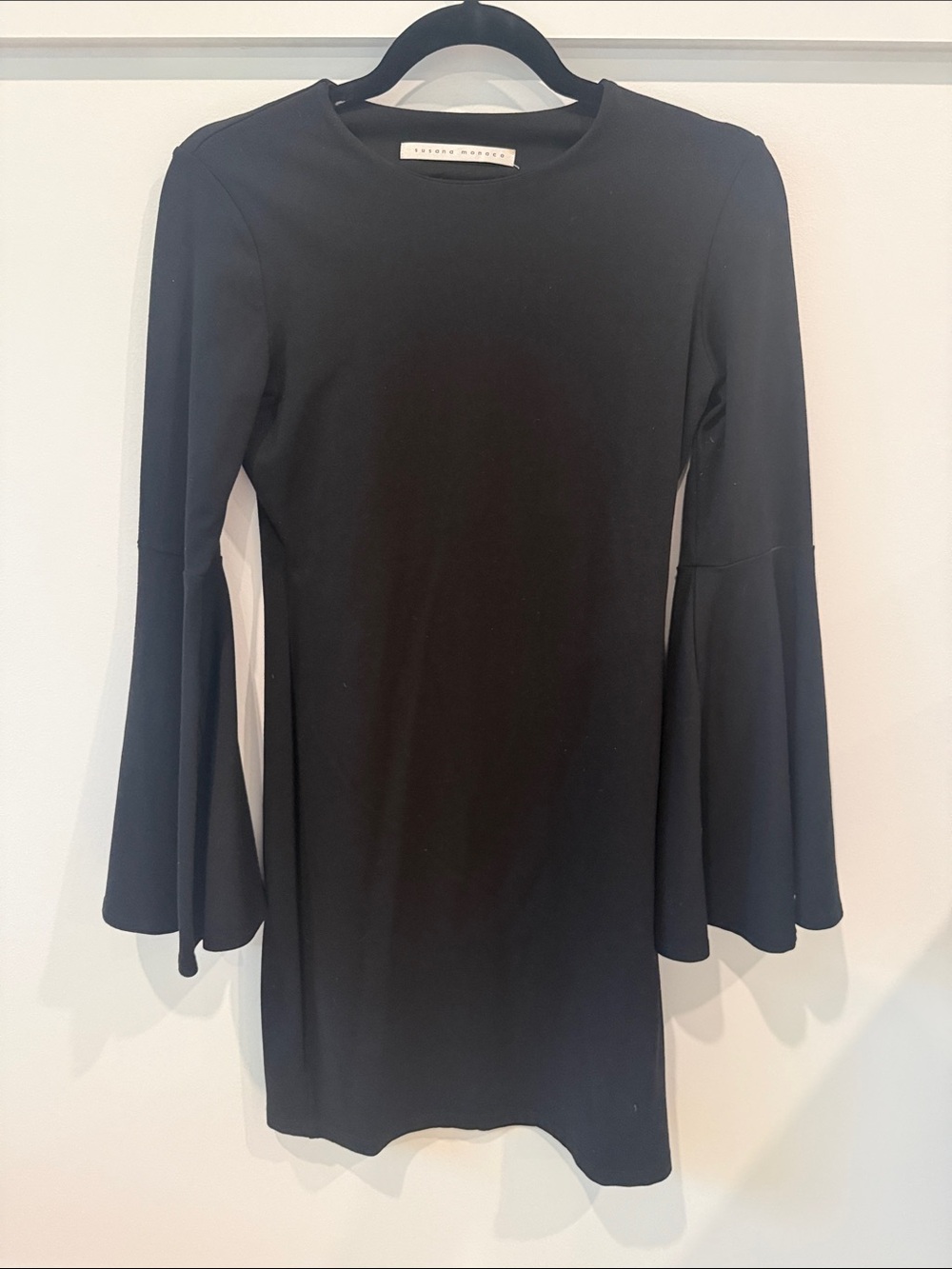 Susana Monaco Black Long Sleeve Bell-Sleeve Dress
